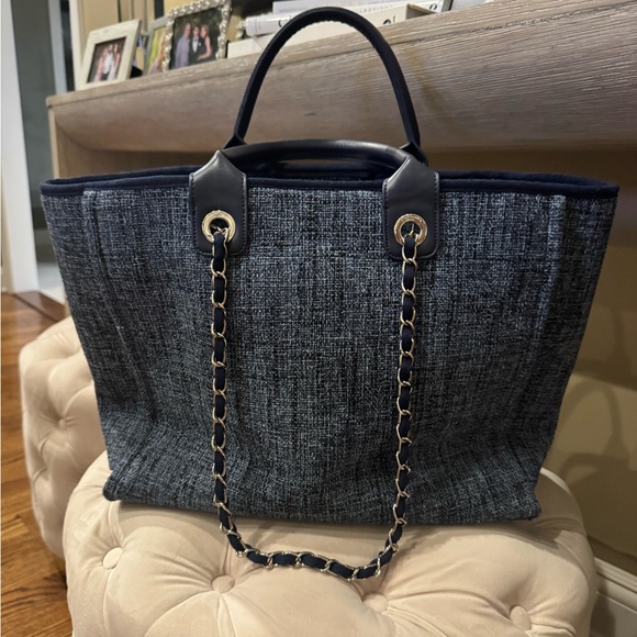 Elegant “C”bag Navy Tweed Women's Tote Bag - Picture 1 of 3